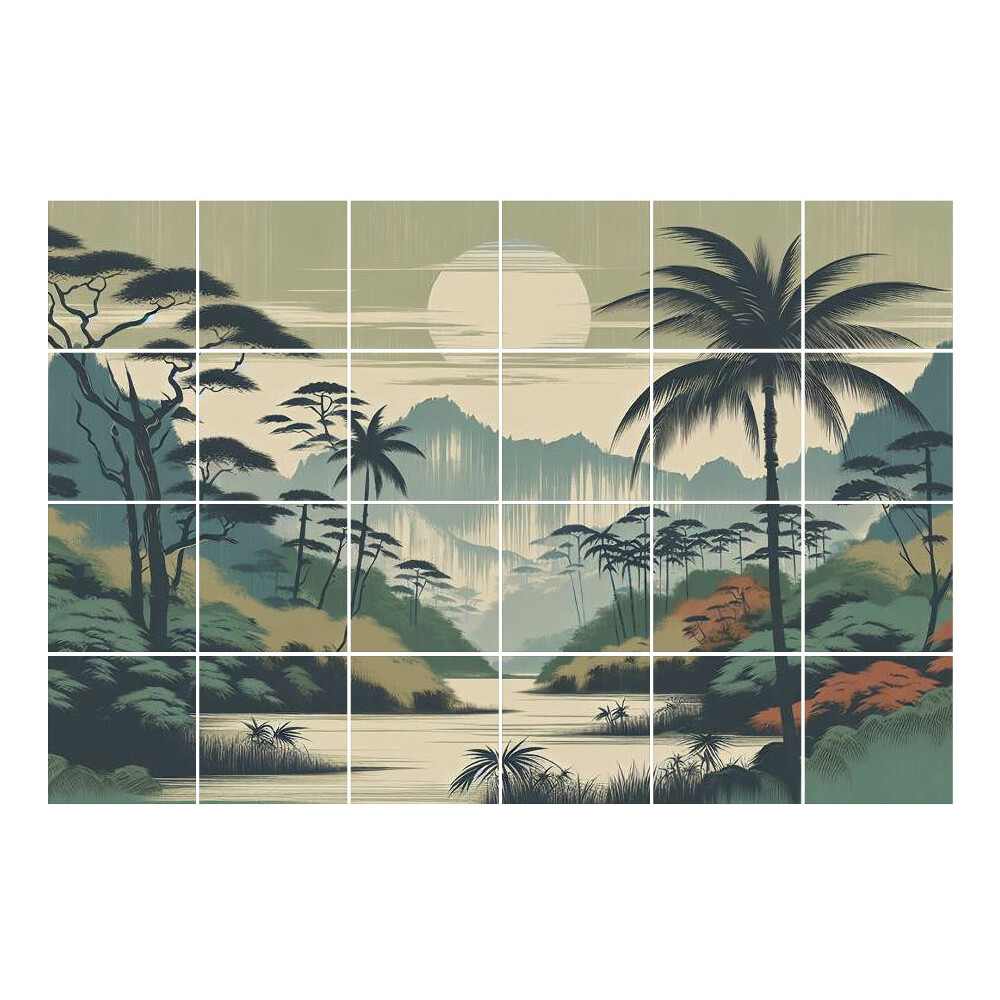 Nálepka na dlaždice Tropická krajina za soumraku