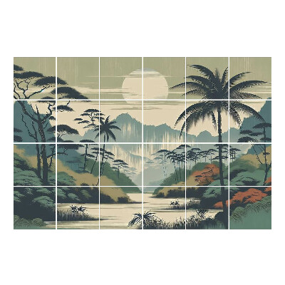 Nálepka na dlaždice Tropická krajina za soumraku