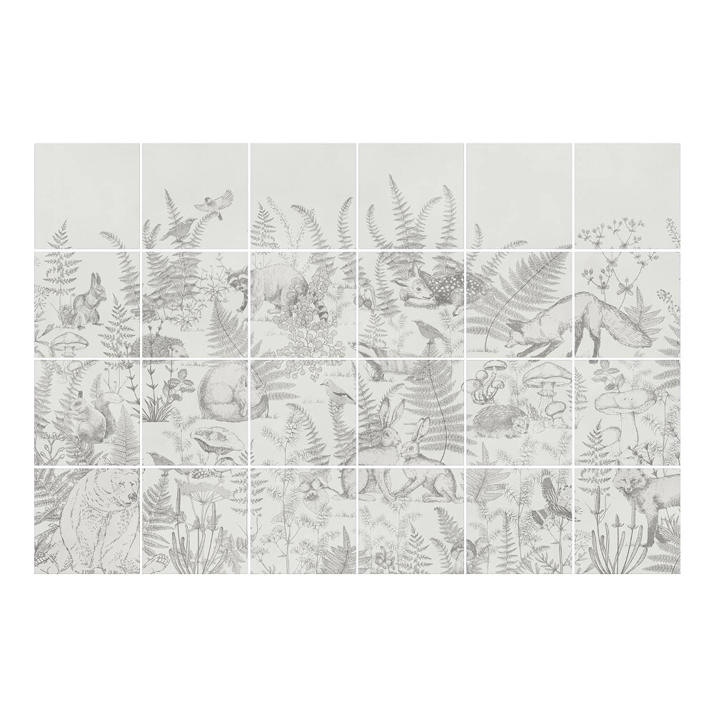 Samolepka na dlaždice Lesní scéna s faunou