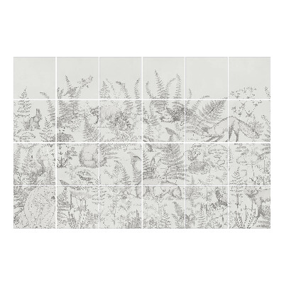 Samolepka na dlaždice Lesní scéna s faunou