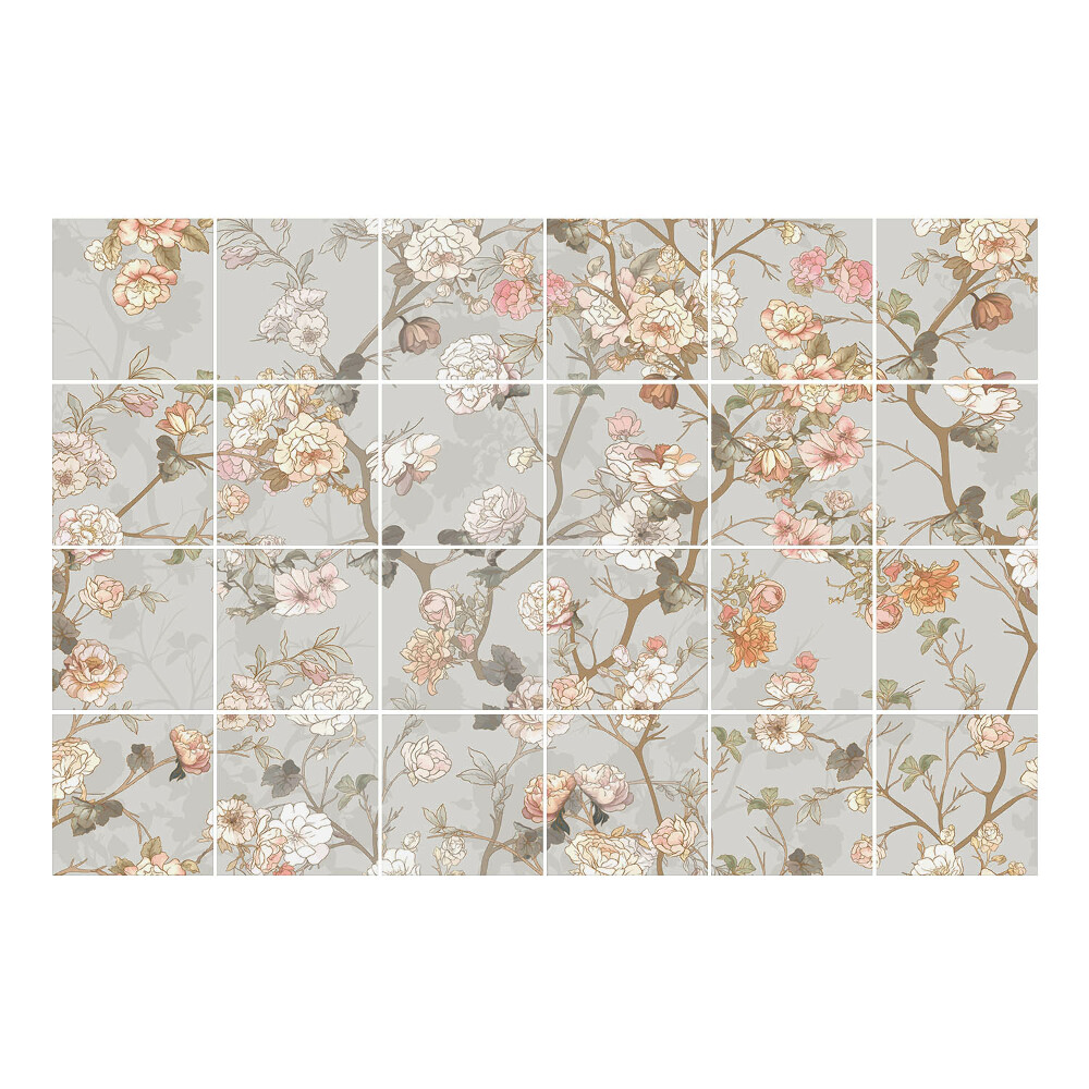 Samolepka na dlaždice Květinový motiv ve větvičkách