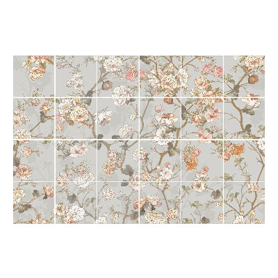 Samolepka na dlaždice Květinový motiv ve větvičkách