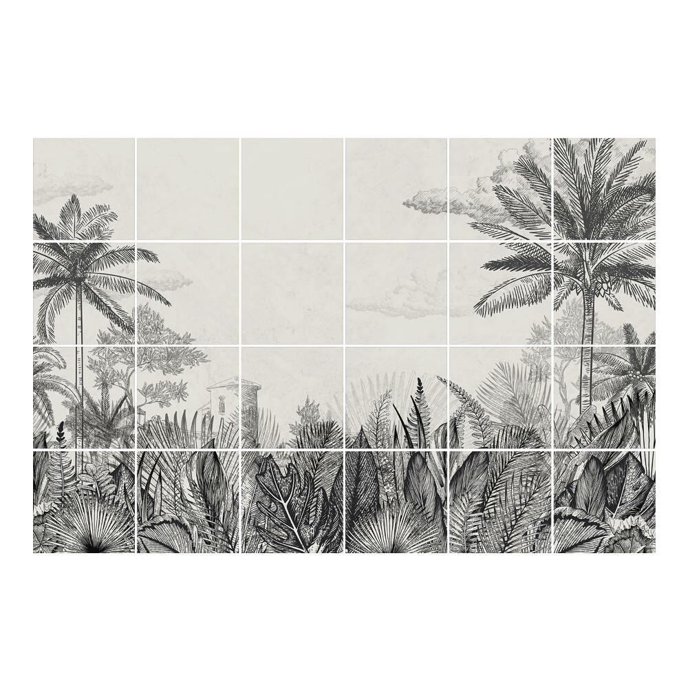 Samolepka na dlaždice Krajina tropických rostlin