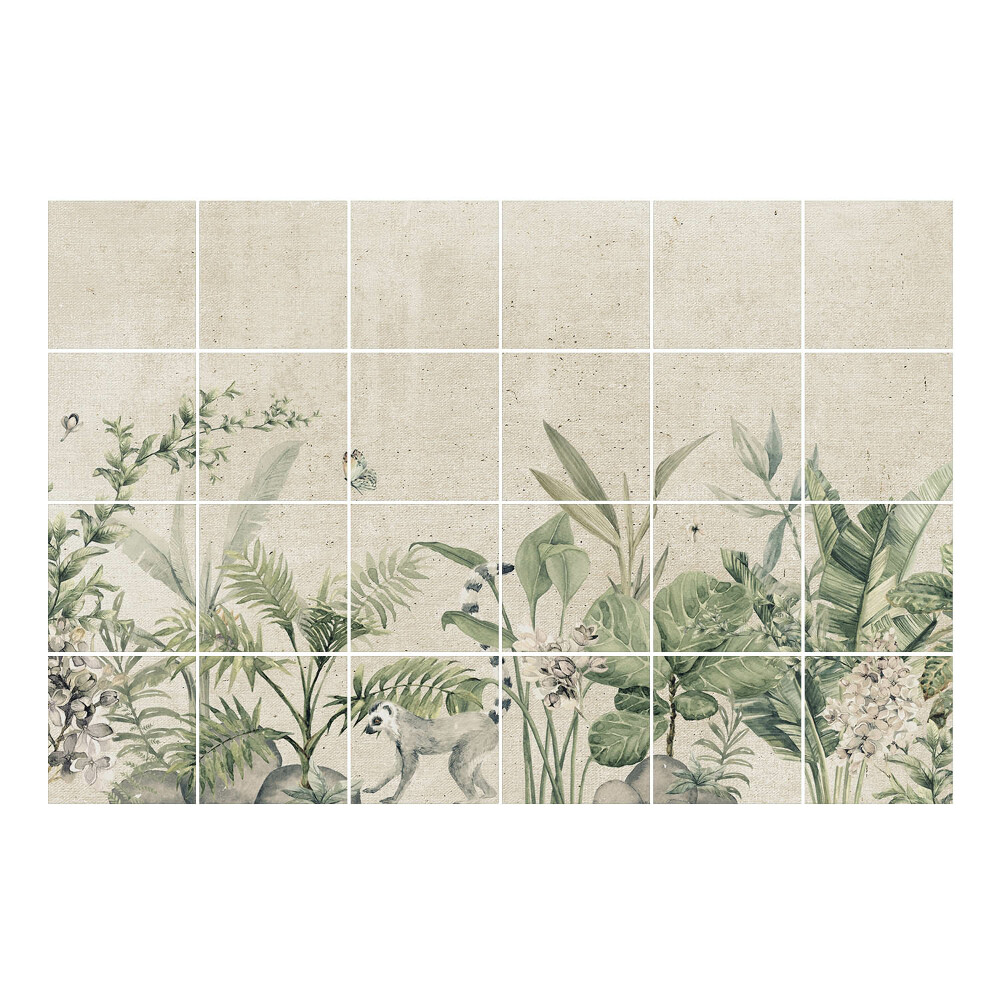 Nálepka na dlaždice Tropická vegetace s opicí