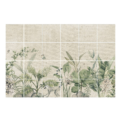 Nálepka na dlaždice Tropická vegetace s opicí