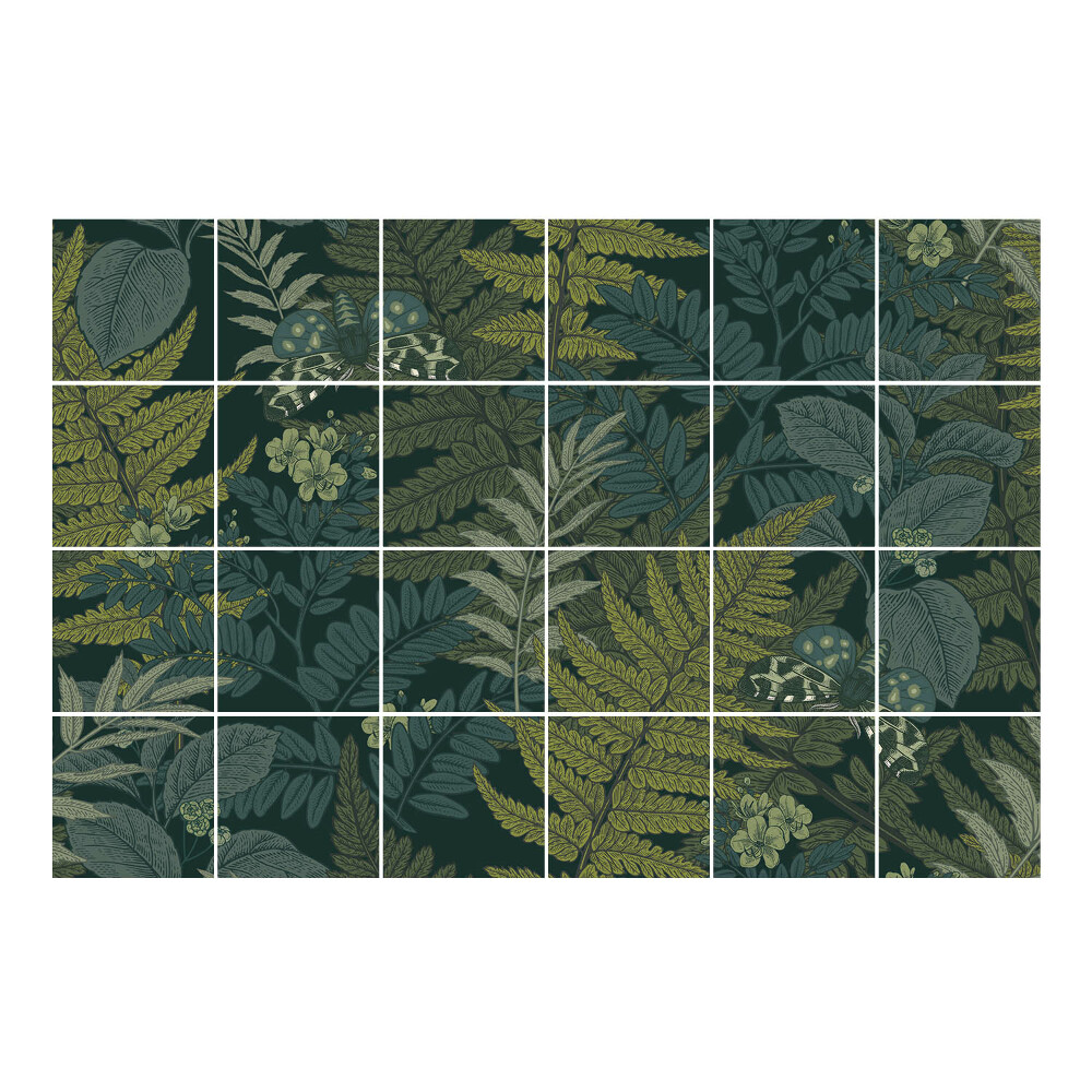 Samolepka na dlaždice Motiv listů a motýlů