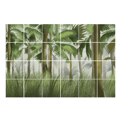 Samolepka na dlaždice Tropický les s palmami