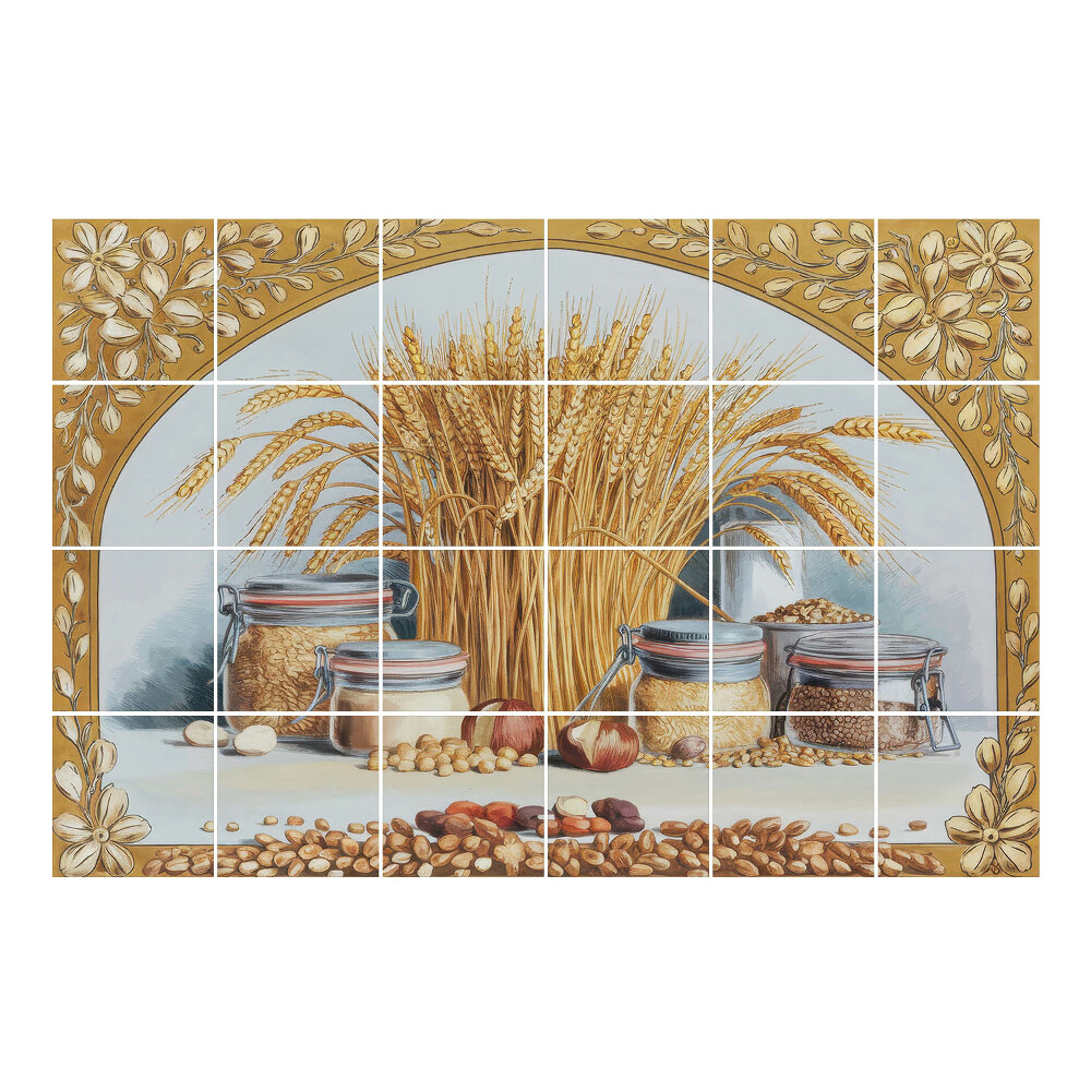 Samolepka na dlaždice Obiloviny a sklenice s obilovinami