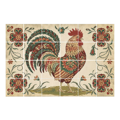 Nálepka na dlaždice Kohout v lidovém stylu