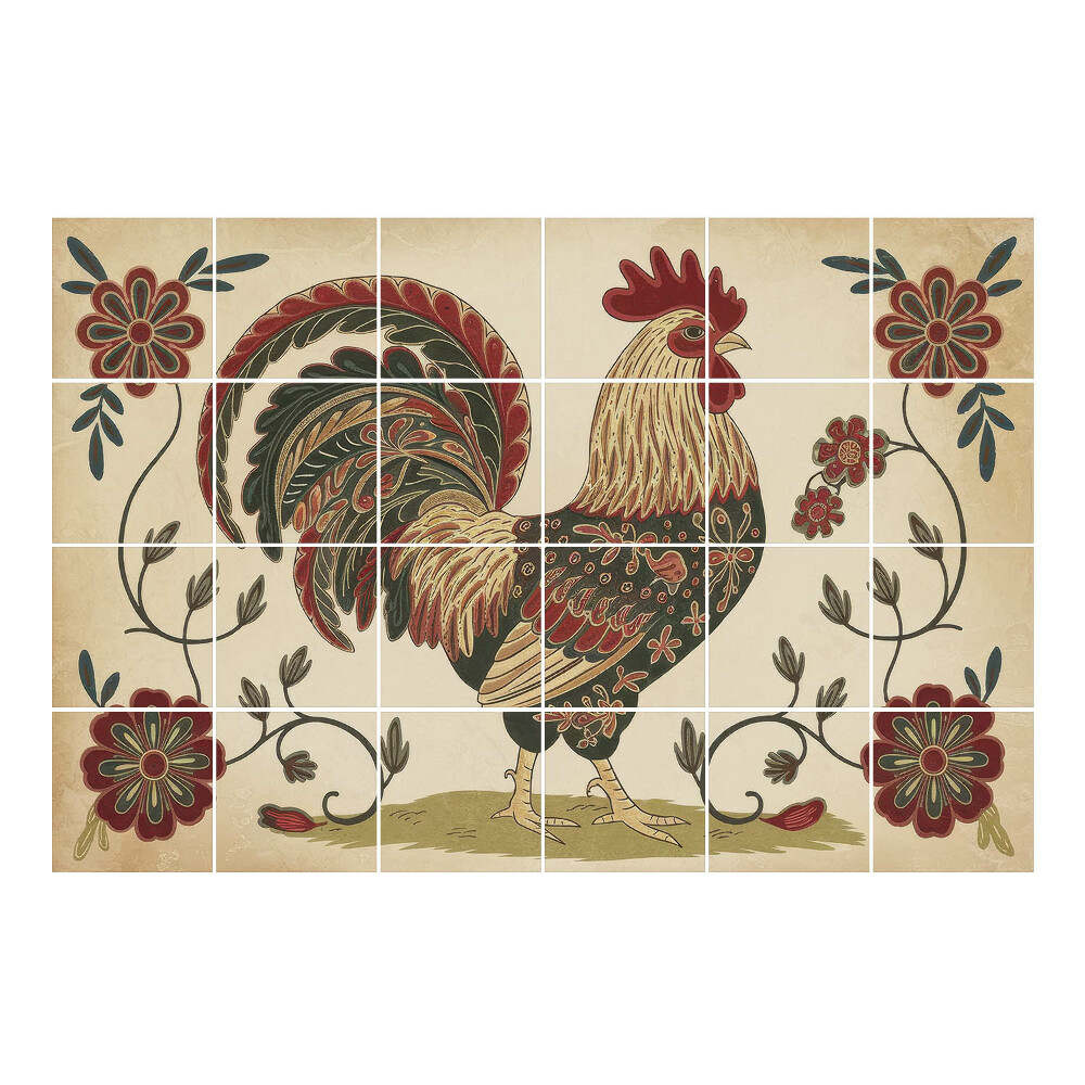 Nálepka na dlaždice Kohout v lidovém stylu