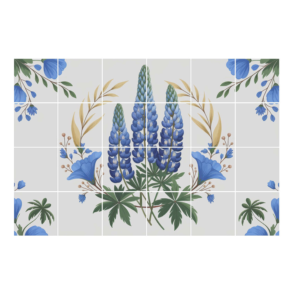 Samolepka na dlaždice Květinový motiv s vlčím bobem