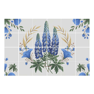 Samolepka na dlaždice Květinový motiv s vlčím bobem