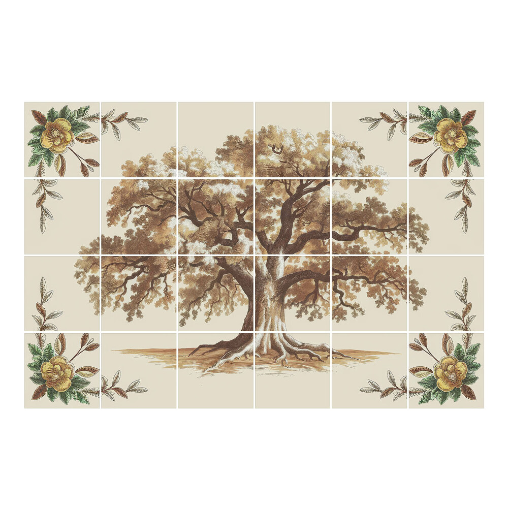 Samolepka na dlaždice Dubová majestátnost s rámem