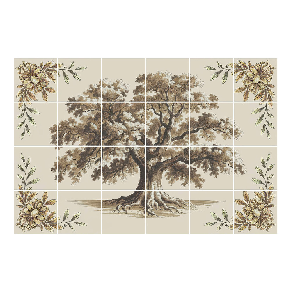 Samolepka na dlaždice Starý dub s ornamenty