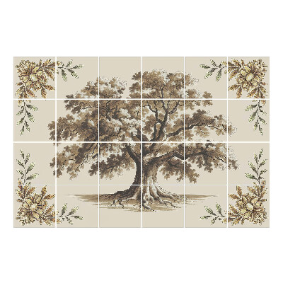 Samolepka na dlaždice Starý dub s ornamenty