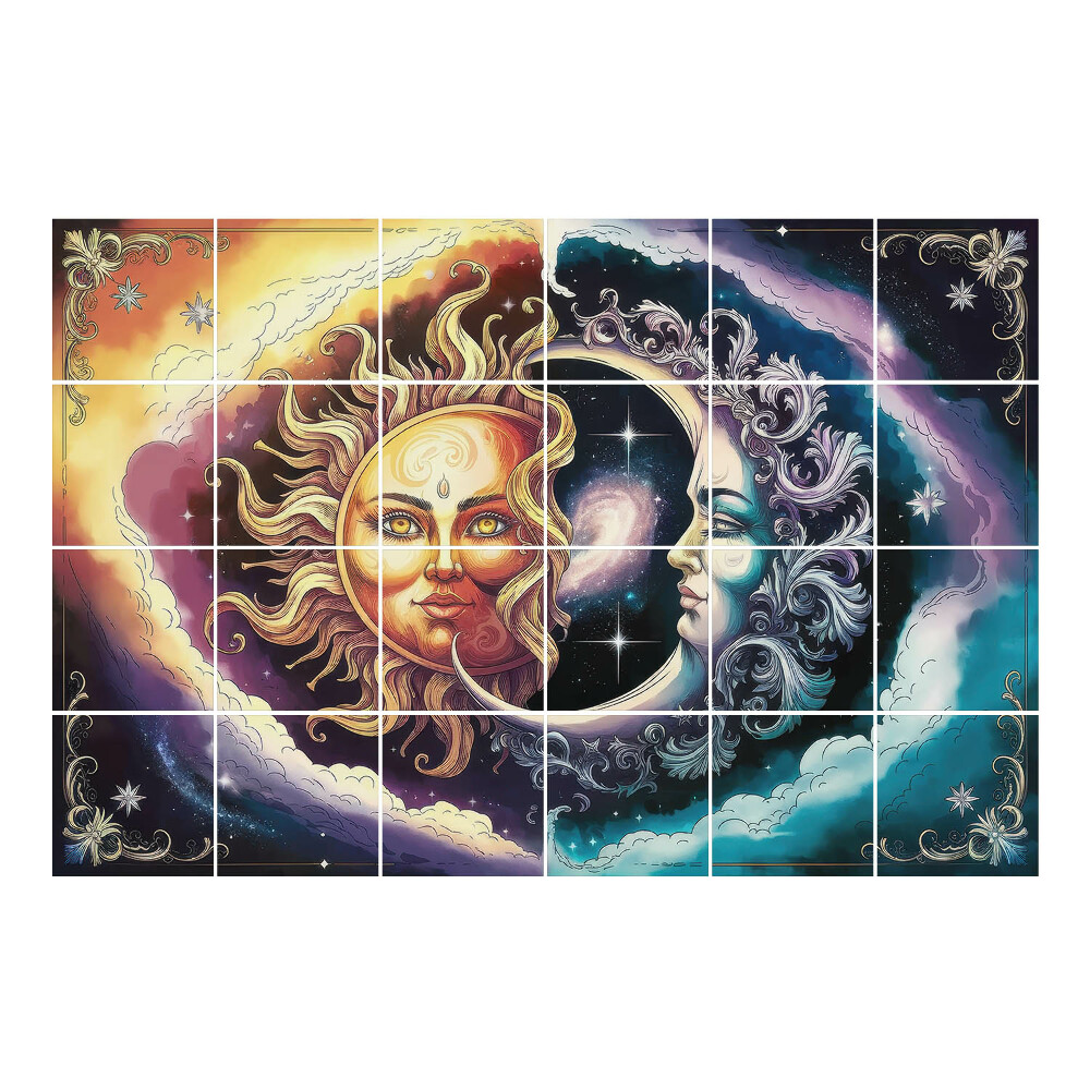 Nálepka na dlaždice Slunce a Měsíc v harmonii