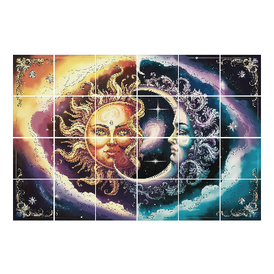 Nálepka na dlaždice Slunce a Měsíc v harmonii