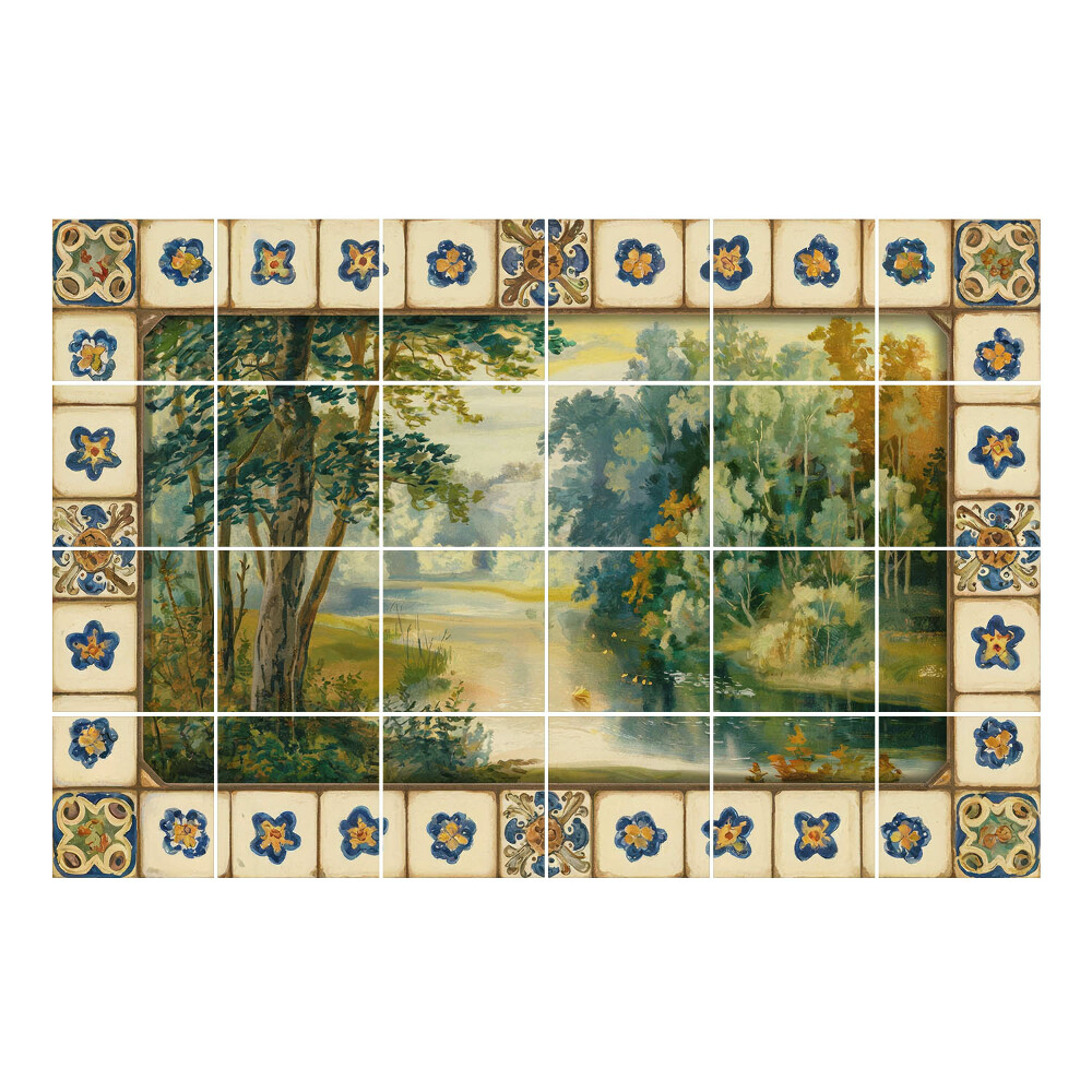 Nálepka na dlaždice Malebná krajina s řekou