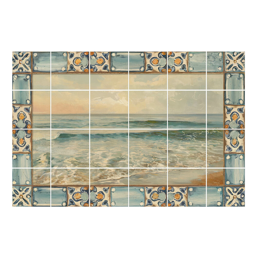 Nálepka na dlaždice Moře v dekorativním rámu