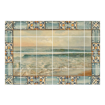 Nálepka na dlaždice Moře v dekorativním rámu