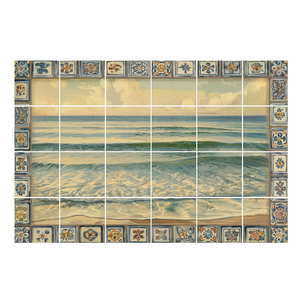 Samolepka na dlaždice Mořská krajina s rámem