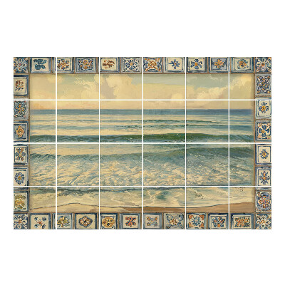 Samolepka na dlaždice Mořská krajina s rámem