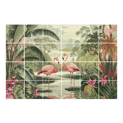 Nálepka na dlaždice Plameňáci v tropickém ráji