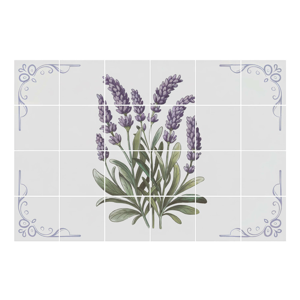 Nálepka na dlaždice Levandulové květy s listy