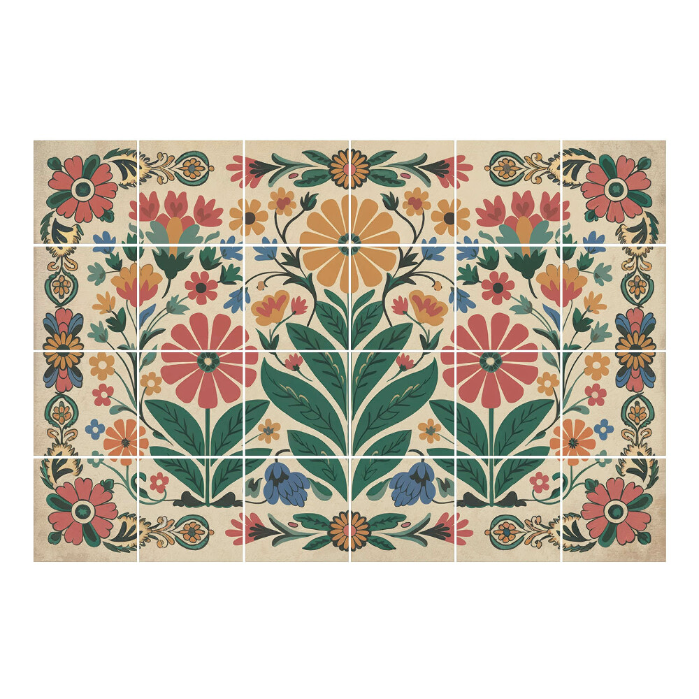 Nálepka na dlaždice Květinový lidový motiv