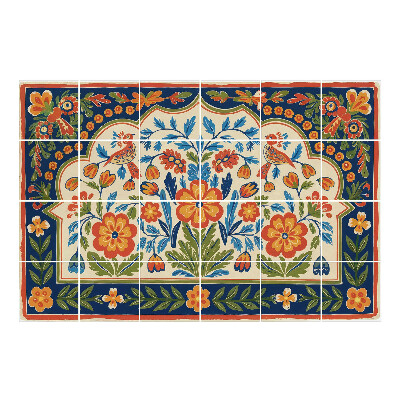 Samolepka na dlaždice Květinový motiv s ptáky