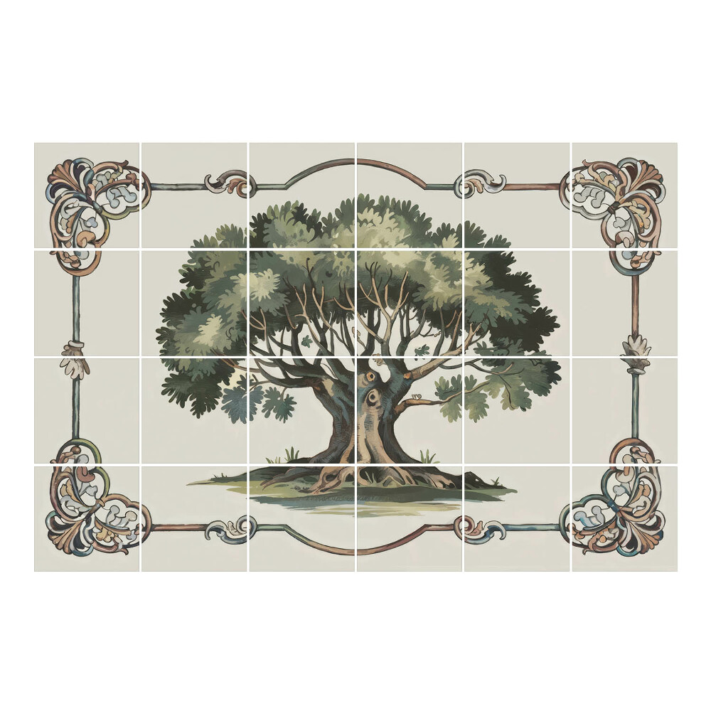 Samolepka na dlaždice Strom v dekorativním rámu