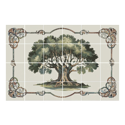 Samolepka na dlaždice Strom v dekorativním rámu