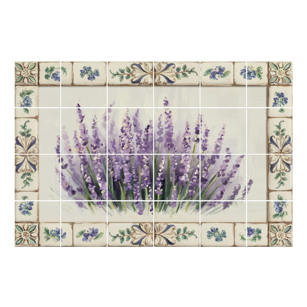 Samolepka na dlaždice Levandulové květy v rámečku
