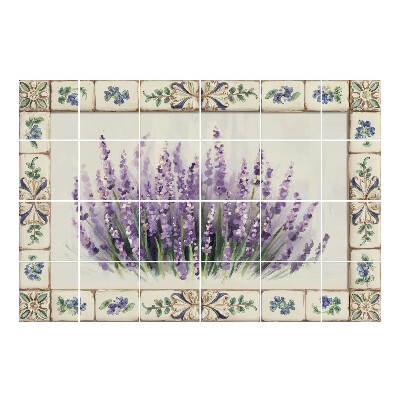 Samolepka na dlaždice Levandulové květy v rámečku