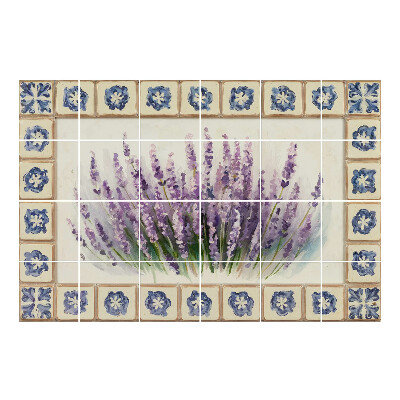 Samolepka na dlaždice Levandulové květy v keramice