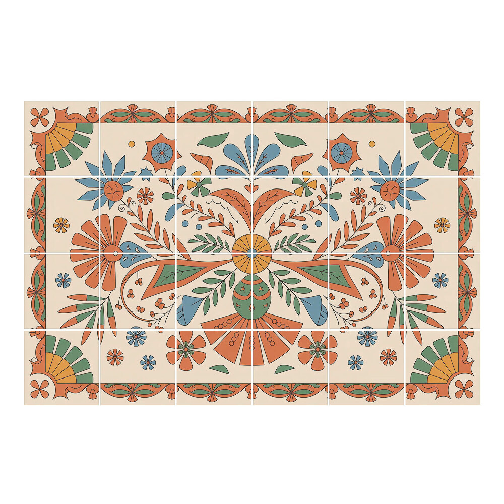 Nálepka na dlaždice Květinový lidový motiv