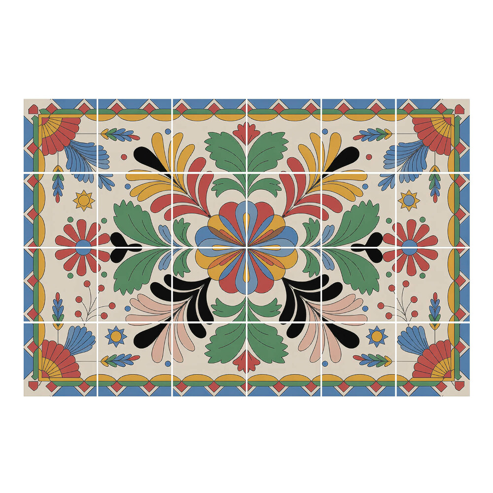 Samolepka na dlaždice Květinový ornament s listy