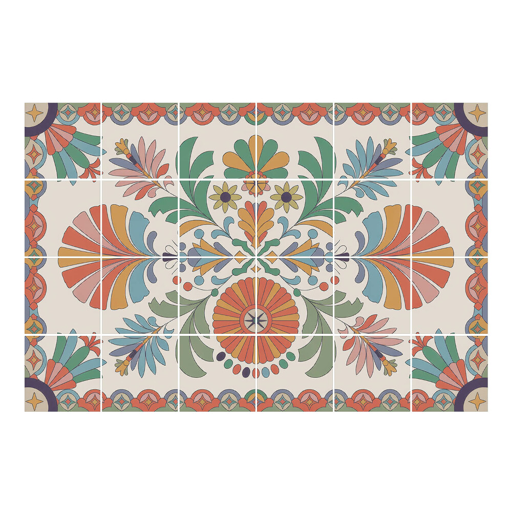 Nálepka na dlaždice Květinové ornamenty v lidovém stylu