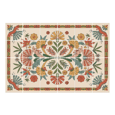 Samolepka na dlaždice Květinová lidová výšivka