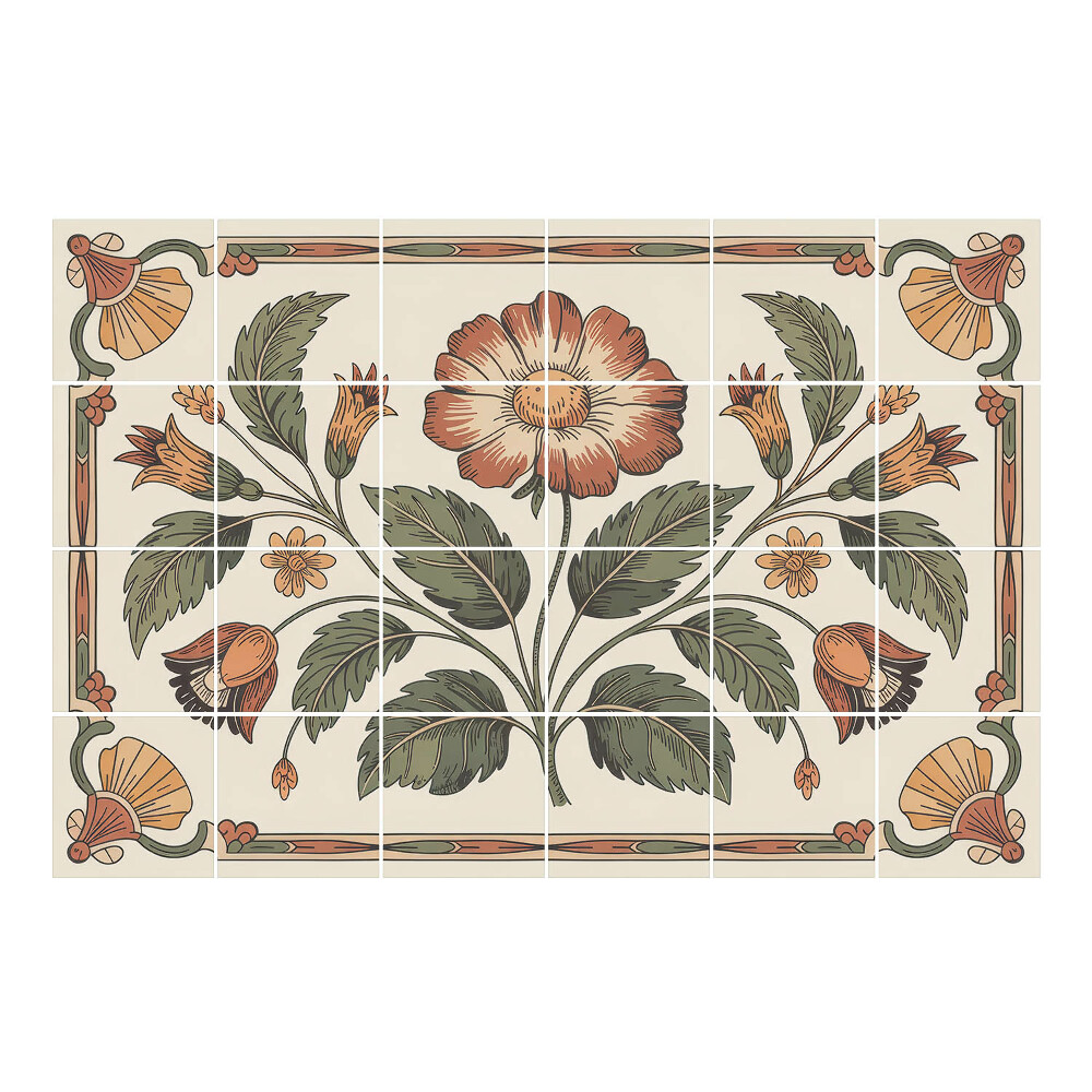 Nálepka na dlaždice Květinový motiv s listy