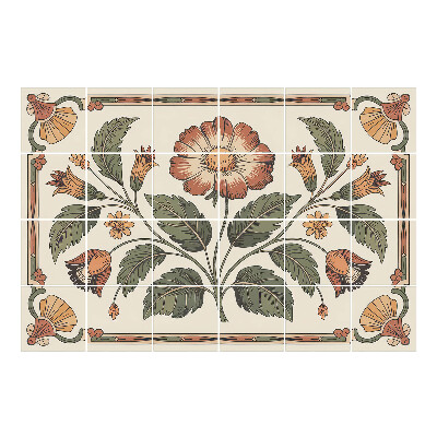 Nálepka na dlaždice Květinový motiv s listy