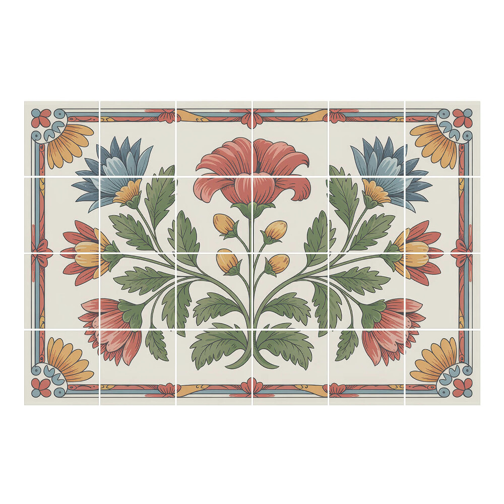 Samolepka na dlaždice Květinový motiv v rámu