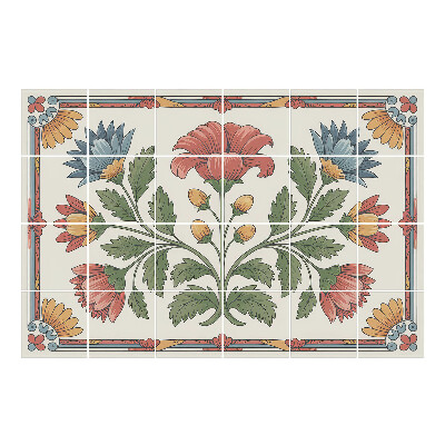 Samolepka na dlaždice Květinový motiv v rámu