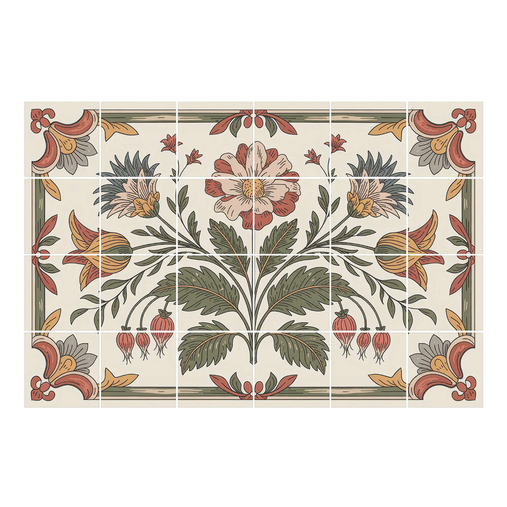 Nálepka na dlaždice Květinový ornament s listy