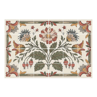 Nálepka na dlaždice Květinový ornament s listy