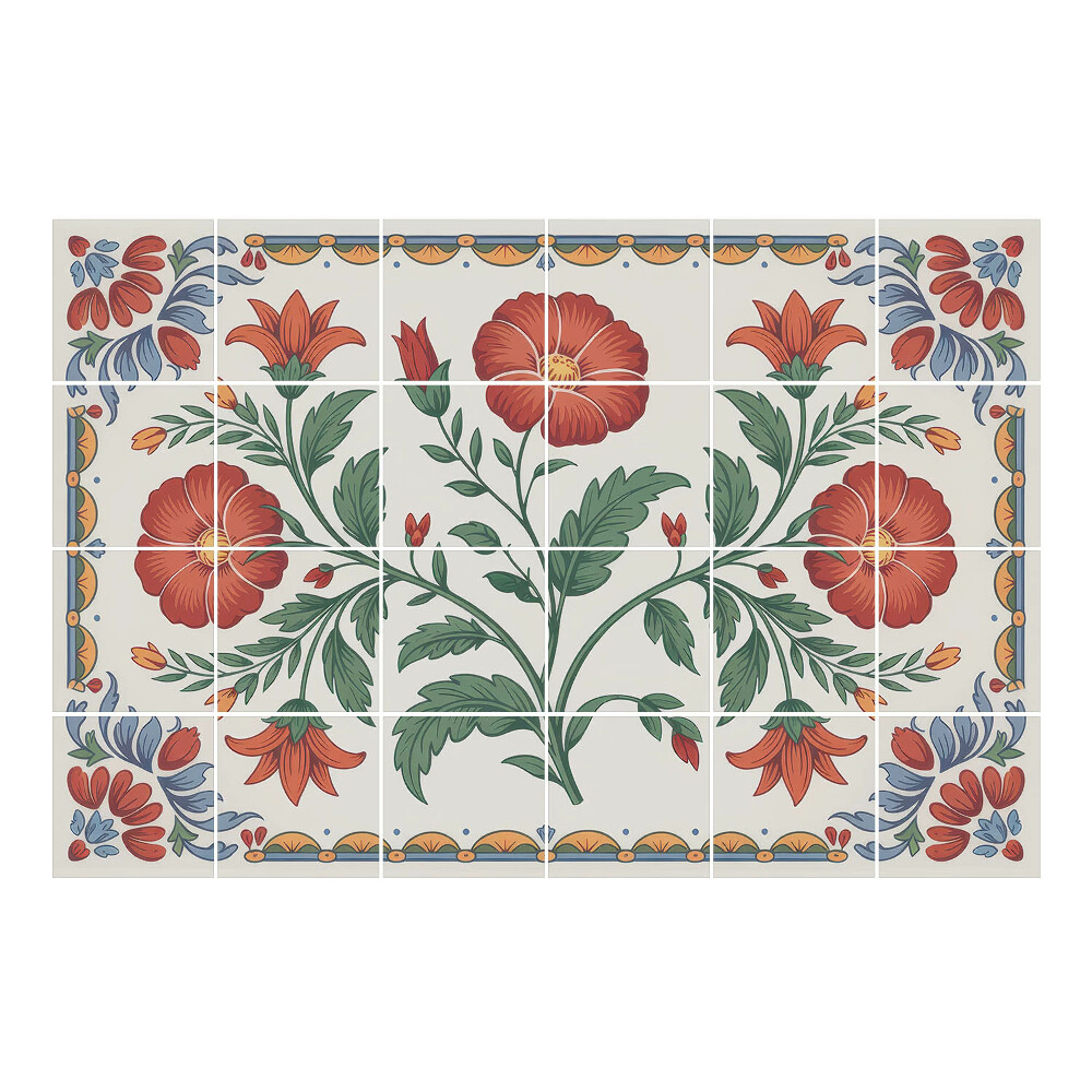 Samolepka na dlaždice Květinový motiv s listy