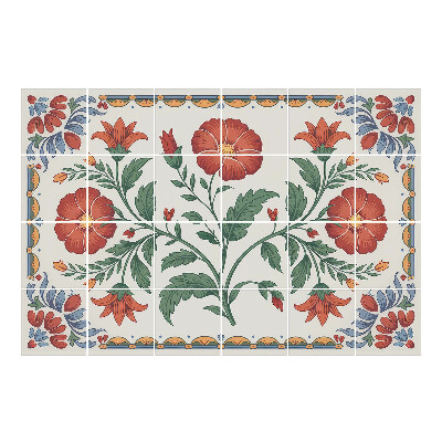 Samolepka na dlaždice Květinový motiv s listy