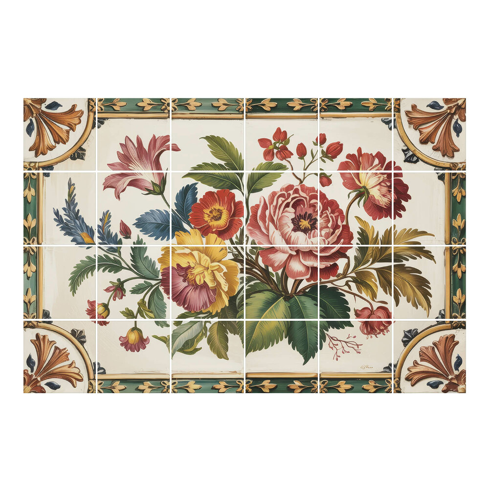 Samolepka na dlaždice Kytice květin s listy