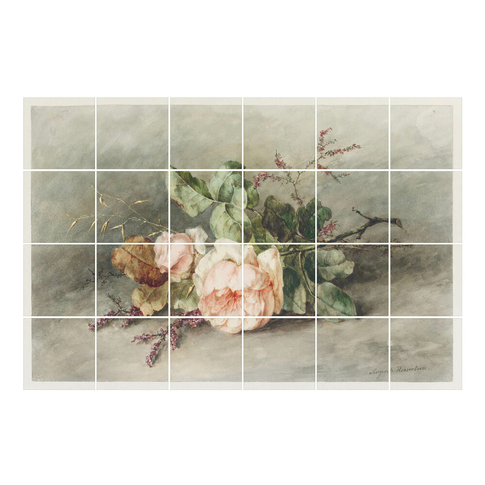 Samolepka na dlaždice Kytice květin s listy