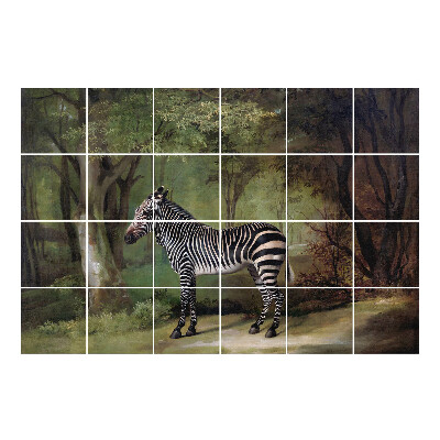 Nálepka na dlaždice Zebra v lesní krajině